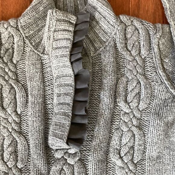 BANANA REPUBLIC XL Lambs Wool/Cashmere/ Modal Blend Ruffle Neck Chunky Sweater - Picture 8 of 9